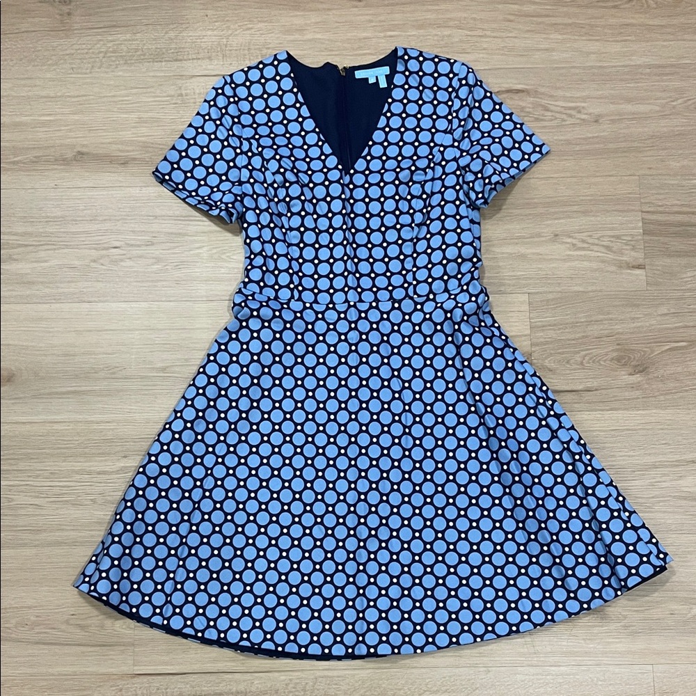 Draper James Blue and White Circle Pattern Mini Dress